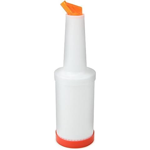 Cocktailor 32 oz. Bar Juice Pour Bottles (Orange) - Store and Pour Containers for Bar - Plastic Juice Pourers for Bartending, Bar Mixer Bottles - Barware and Bar Supplies Cover