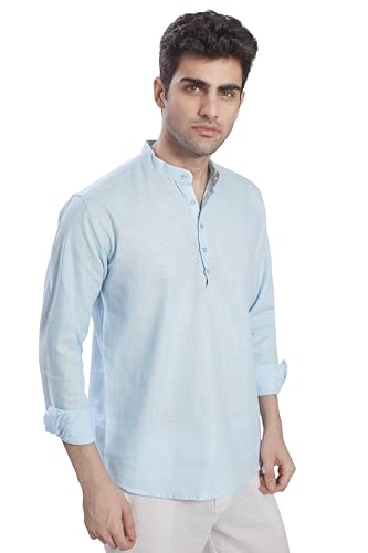 Image of DIVISIVE Men's Slim Fit Full Sleeves Cotton Short Kurta