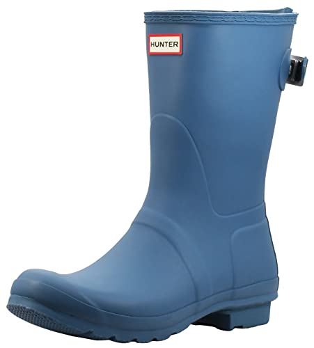 Hunter Botas cortas ajustables originales para mujer, parte superior de goma con forro de nailon, plantilla acolchada y correa con hebilla, Azul prestado, 42 EU