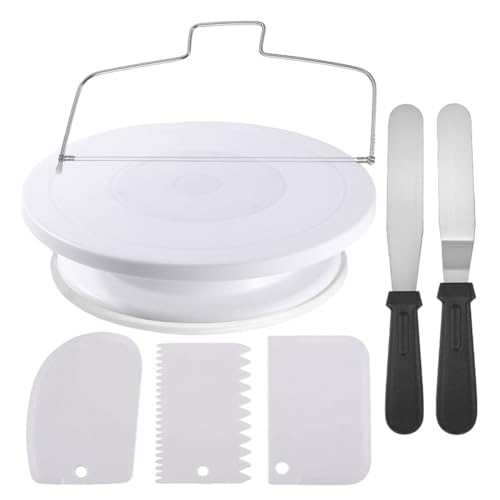 Wooswen 7-Piece Cake Making Tool Kit, Cake Turntable Combination Spatula Baking Tool Set