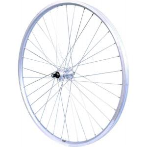 Hinterrad MTB 26 Zoll von Französisches Produkt (ETRTO: 559 x 37) – 36 Speichen – Felge doppelwandig – Achse Nabe 10 mm – Spannbereich Schnellspanner – 6/7/8 Geschwindigkeiten – silber