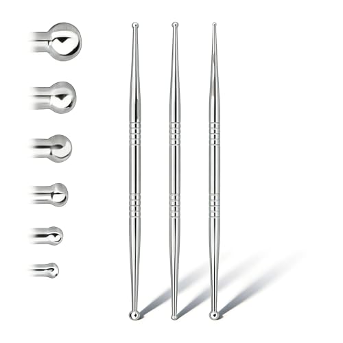 Facial Reflexology Tool Set Includes 6 Acupuncture Pen Heads for Ear & Facial Acupressure Points Multi-Size for Personalized Treatment