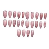 IMUSINICE 24 Pièces de Faux Ongles en Marbre Rose Longs en Plastique, Faciles à Appliquer et Pratiques pour Créer une Manucure Élégante pour Femmes en Soirée ou Club
