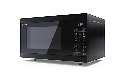 SHARP YC-MS51EB Microondas Sin Grill de 25 Litros, control Digital, microondas: 900 W, 5 Niveles de potencia de microondas, Plato giratorio, bloqueo infantil, Función ECO, Color Negro.