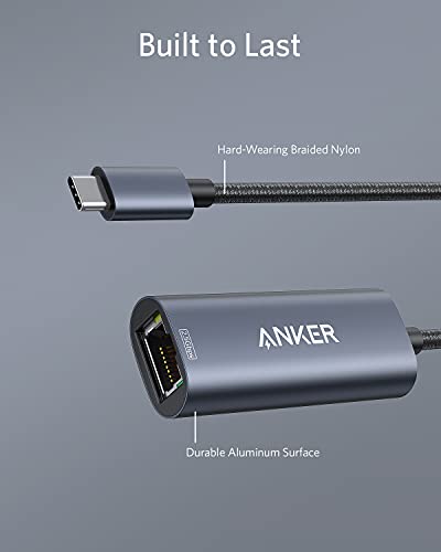 Image of Anker USB C to 2.5 Gbps Ethernet Adapter, Aluminum Portable USB C to Gigabit Ethernet Adapter, for MacBook Pro, MacBook Air, iPad Pro, XPS