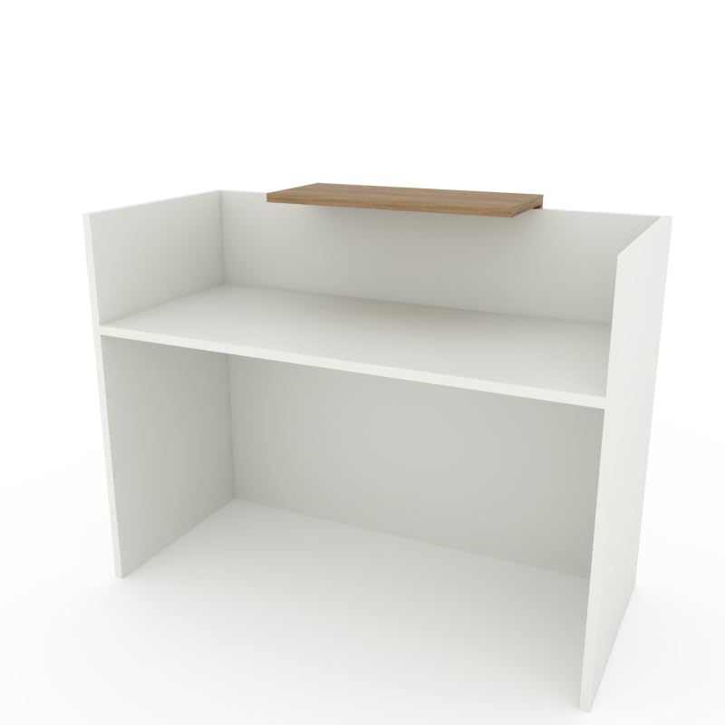 MOSTRADOR de Recepción y Oficina. Fácil Montaje. con Cierres Laterales y embellecedor Ajustable Color Olmo. Fabricado EN ESPAÑA. Envio a Toda la Península. (140x105x50 cm)