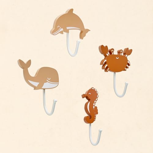 dryelves 4 PCS Wooden Ocean Animal Kids Wall Hooks –