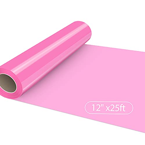 Dysania HTVRONT Pink HTV Heat Transfer Vinyl Rolls-12 x25FT HTV Vinyl, Pink Iron on Vinyl for Cricut & Silhouette Cameo - Easy to Cut & Weed for DIY Heat Vinyl Design (Pink)