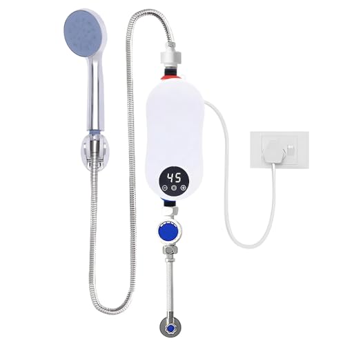 Drumstone 𝟭𝟱 𝗬𝗲𝗮𝗿𝘀 𝗪𝗮𝗿𝗿𝗮𝗻𝘁𝘆 Tankless Mini Shower Geyser with Instant Hot Water & LED Temperature Display, Compact Electric On‑Demand Water Heater for Shower, Sink & Handwashing.