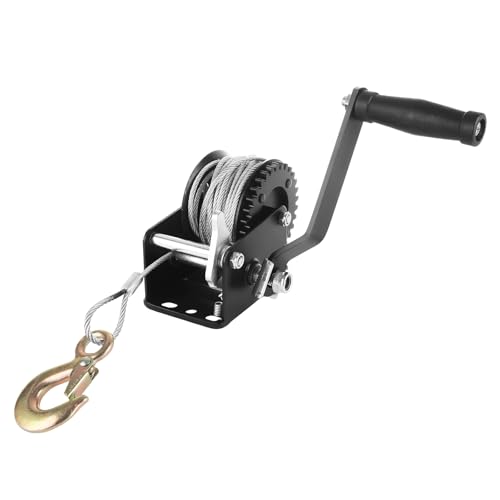 800LB Hand Winch Boat Trailer Winch Heavy Duty Hand Crank Winch with 33ft Steel Cable for Trailers, ATV Jet Ski Trailer Small Winch