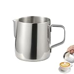 ​ISHEWUDU Milk Frother Jug 200ml, Milk Jug for Coffee Machine Stainless Steel with Dripless Spout, Coffee Milk Jug for Latte Art, Cappuccino Espresso, Dishwasher Safe​