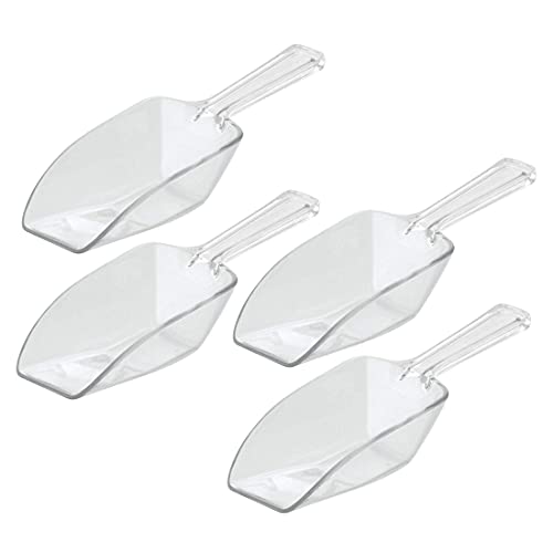 Kovake 4 Pieces Clear Plastic Scoops, Small Measuring Spoons, Multipurpose Food Scoops for Kitchen, Pantry and Utility Room