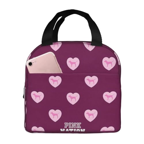 Sac à lunch imprimé étanche Love Pink pour éviter les fuites de la boîte à lunch