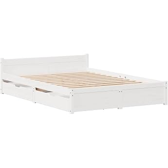 vidaXL Solid Wood Bed without Mattress White 140 x 200 cm Pine Wood