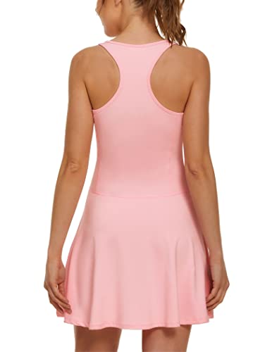 Onbay Women's Tennis Dress Sleeveless Workout Athletic Dress For Golf Girl Sportwear Tennis Dress,No Shorts Pink #TOP3