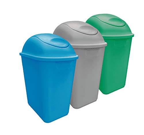 Opiniones y reviews de Basura y reciclaje los más solicitados. 45 Sablon 3 Pack Botes de Basura para Reciclaje 26L Azul, Verde y Gris