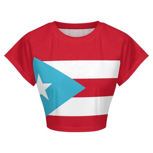 Virgin Islands Flag Crop Tops for Girls Summer Trendy Short T-Shirts 2025 Slim Fit4