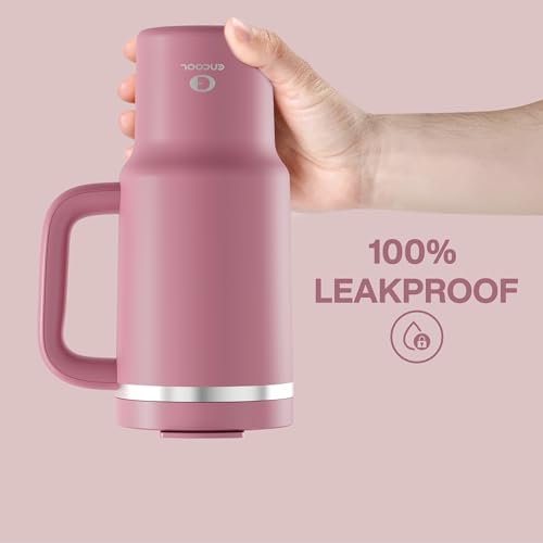 Image of ENCOOL 32 oz Tumbler with Handle and Straw: Stainless Steel Insulated Tumbler Keeps Cold for 24 Hours, Leakproof Travel Cup Fits in Cup Holder and BPA-Free,Turkish Rose