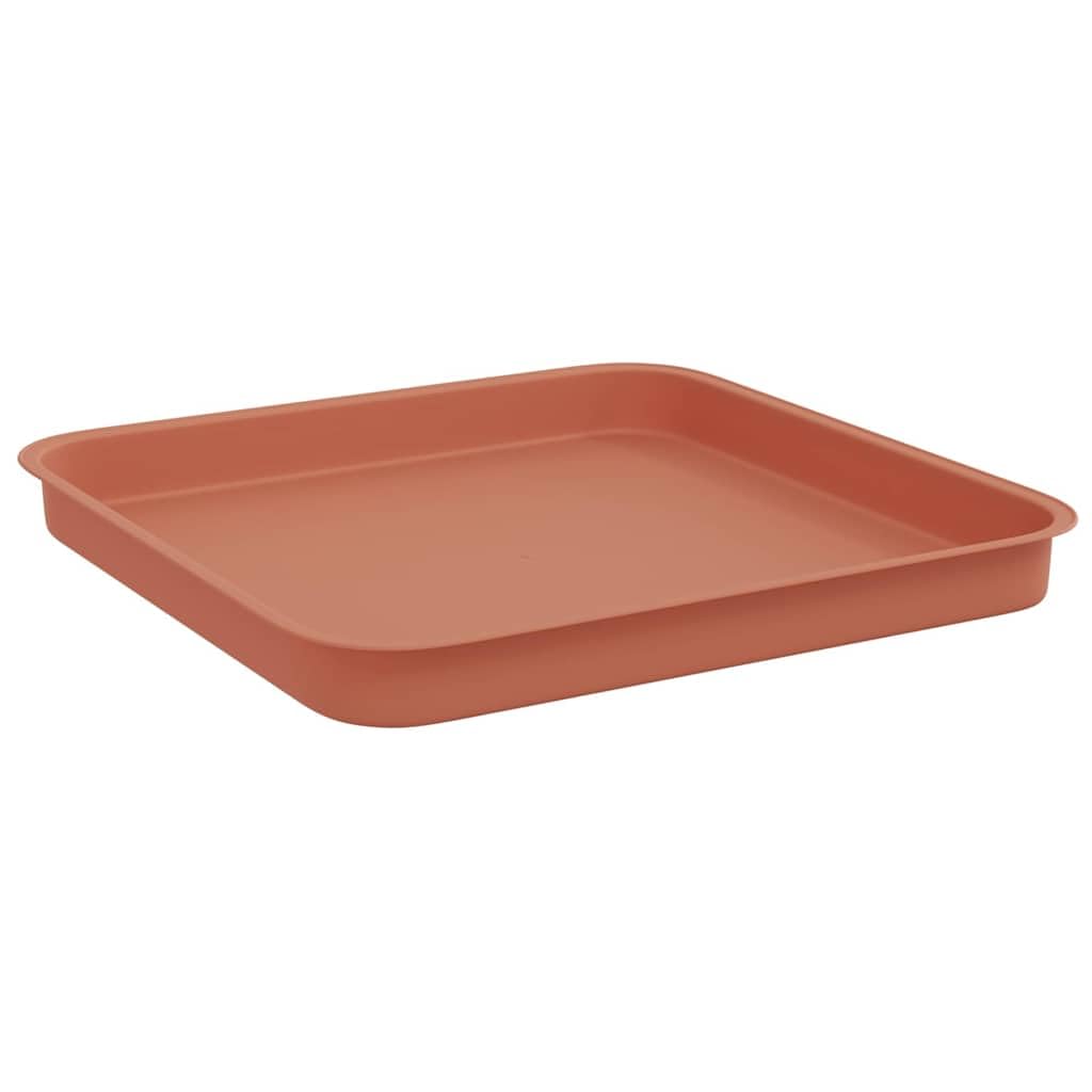 Set di 24 vasi da fiori quadrati, 28,5 x 28,5 x 22 cm, in plastica, per giardino e balcone, robusti vasi per piante con fori di drenaggio, rosso mattone