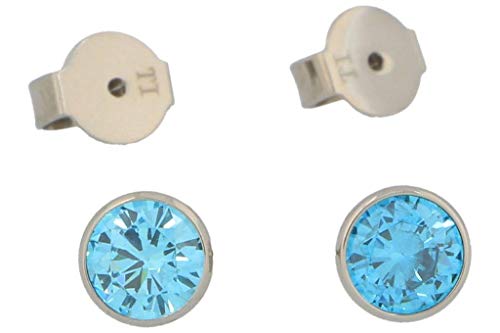 Pure Grey Boucles d'oreilles en titane pour homme et femme avec zircones Bleu