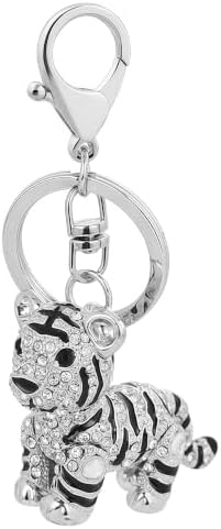 Cute Tiger Keychain Crystal Keyring Rhinestones Purse Pendant Handbag Charm (silver) image 5