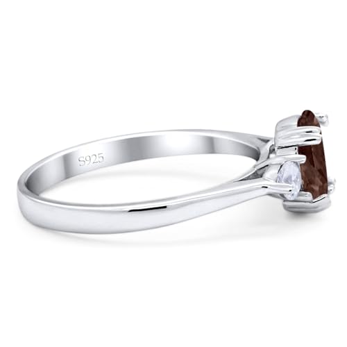 OMRANII Three Stone Art Deco Ring Oval Natural Chocolate Smoky Quartz Vintage Style CZ Wedding Engagement Rings For Women 925 Sterling Silver Birthday Gift For Her2