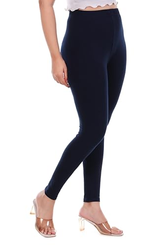 Image of TPF Women Solid Cotton Lycra Stretchable Leggings | Comfortable Ankle-Length Slim Fit Leggings for Women & Girls | Soft, Breathable Wear Bottoms