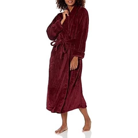 Casual Moments Women's 50" Shawl Collar Wrap Robe, Deep Plum, Large Cover