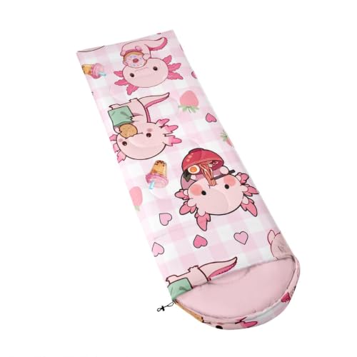 Feelyou Bolsa de Dormir para Niños con Diseño de Axolotl, 3 Temporadas, Impermeable, 41°F-77°F miniatura 3