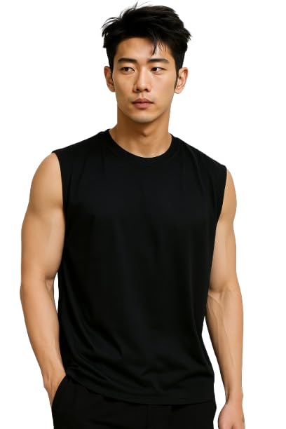 Tank Tops Sleeveless T-Shirt for Men Gym Wear Vest Solid Stylish Round Neck Running for Sports Workout Fitness & Casual or Beach Wear
