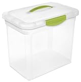 Sterilite 18961806 Storage Box, 14-1/4 X 9-5/8 X 12-1/8-Inches, Clear Base with Blue Lid