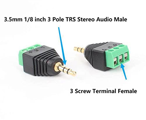 SHANFEILU 3.5mm 3Pole Stereo Audio Male to3Screw Terminal FemaleAdapter2pcs — view 2