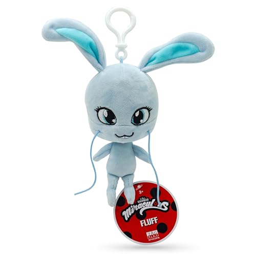 Miraculous Ladybug - Fluff - Kwami de tamaño completo (12 cm) - Juguete de peluche coleccionable - Peluche muy suave con ojos bordados y llaveros / mochila (Wyncor)
