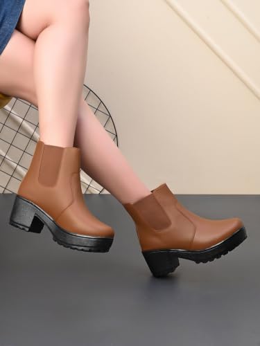 Image of XE Looks Attractive,Comfortable & Stylish Casual High Block Heel Boot For Women Ankle Length Design