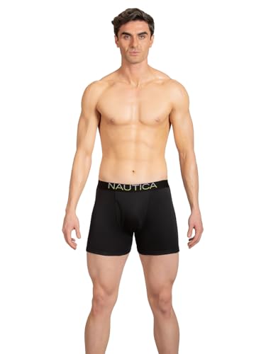 NAUTICA Underwear for Men || 100% Cotton- 1X1 Rib Trunk | Boxer Brief for Men Available Supporter for Gym || Innerwear for Man (28-36) Black