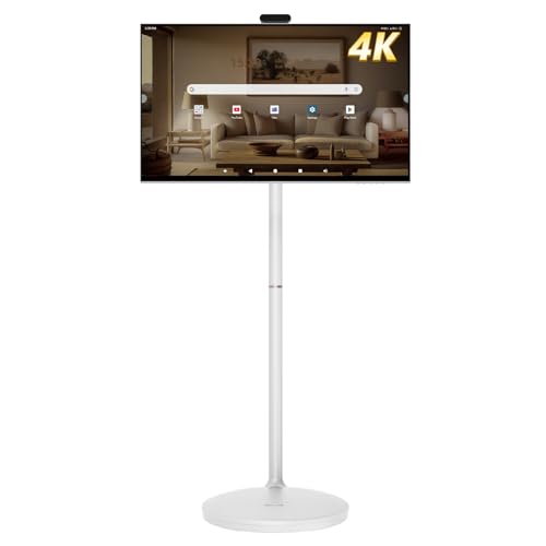 Image of BCPITVIX 32-inch Portable Mobile TV|Rolling TV on Wheels with Touch Screen|4K high-Definition Camera|Built-in Battery|Screen can be Fully rotated|8G+128G Storage|Voice Remote Control (Inches, 27)