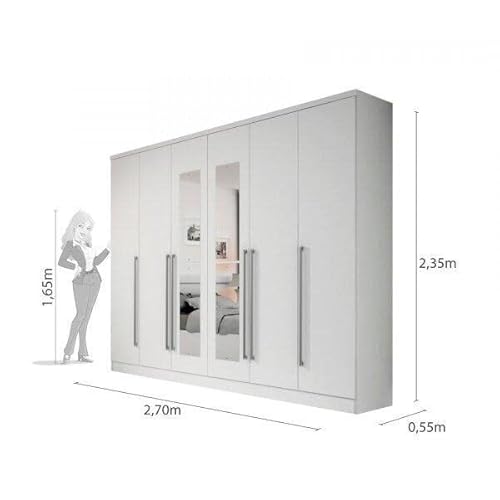 Guarda Roupa Casal com Espelho 6 Portas Sevilla Tcil Móveis Neve