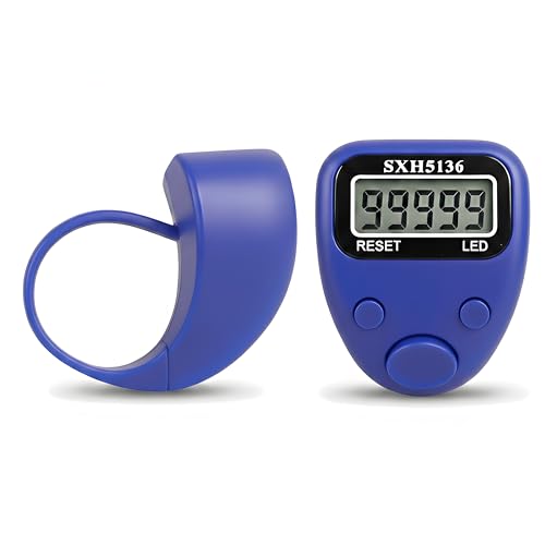 Image of Digital Hand Tally Counter with Finger Ring,5-Digit LED Display,Reset Button (Model No.506) (Blue)