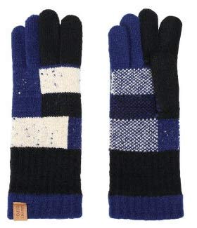 [GlovesDEPO] レディース ロング手袋 カシミア調 日本製 スマホ対応 幾何学模様 ネイビー