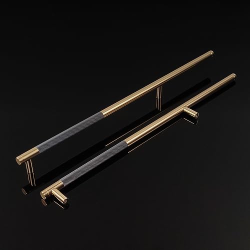 Pexintek 2 Pezzi Dorate Mobili Moderni Maniglie per Mobili da Cucina Aluminum Alloy, 256mm Distanza dei Fori Maniglie Armadio Camera da Letto Maniglie Cassetti Porte Maniglie Cucina (Grigio Dorato)