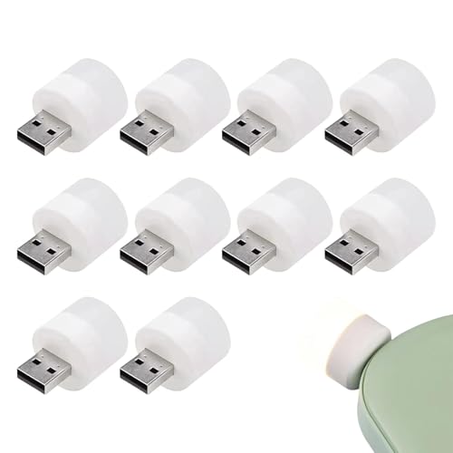Bombilla USB enchufable – Juego de 10 luces LED pequeñas enchufables | Bombilla USB, lámpara LED de ambiente cálido para guardería, inodoro dormitorio