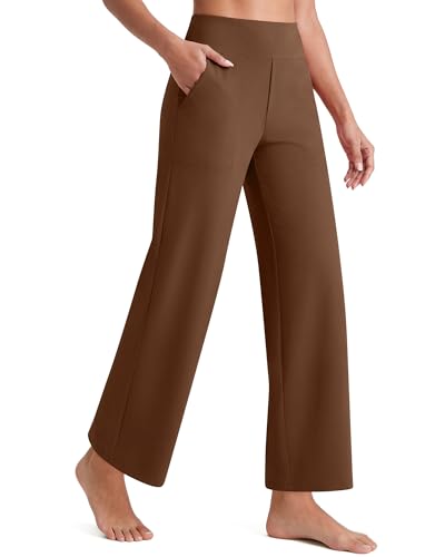 Image of G4Free EverGoing Wide Leg Ankle Pants for Petite Women with Pockets Stretch | Moisture Wicking, 4-Way Stretch, 7 /8 Ankle Length, Faux Fly Detail, Faux Back Pockets, Yoga To Casual Wear