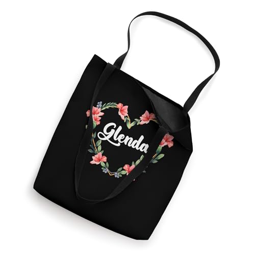 Bolso tote personalizado con nombre Glenda y diseño de flores y corazón miniatura 2