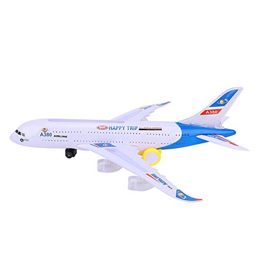 Srliya Avión Eléctrico A380 Avión Grande de 43 Cm de Largo, Rueda Universal, Modelo de Avión Eléctrico con Música Táctil + Luces Intermitentes, Diseño de ala Avanzado, Juguete para
