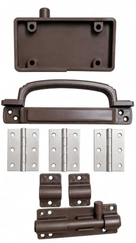 Image of Door Hardware Kit for PVC Doors | 4 Inch Two Bolt Set, 6 Inch Door Handles & 3 Door Hinges | Complete Door Fitting Accessories Kit | Bathroom Door Hardware Set | Pack of 1