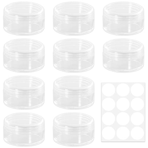 Lot de 12 petites boîtes rondes de 10 ml avec couvercle, avec couvercle à vis, pour échantillons, cosmétiques, crème à lèvres, nail art