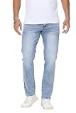 MZNBURAM Men's Stretch Regular Fit Straight-Leg Cotton Fashion Comfort Flex Waist Denim Pants Jeans (36, A#Light Blue)