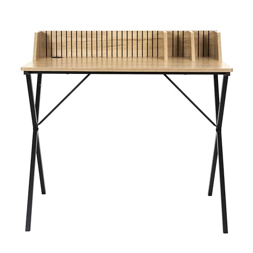 Bureau polyvalent noir et marron idéal pour le télétravail et les loisirs