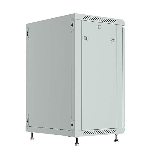 Sysracks 15U Wall Mount Gray It Network Av Data Server Rack Cabinet Enclosure 24 Inch Depth - 2 Shelves - 8-Way Pdu - Fan - Adjustable Feet - Hardware #TOP3