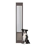 PetSafe 1-Piece Sliding Glass Pet Door for Dogs & Cats - Adjustable Height 75 7/8' to 80 11/16'- Large, Bronze, No-Cut Install, Aluminum Patio Panel Insert, Great for Renters or Seasonal Installation